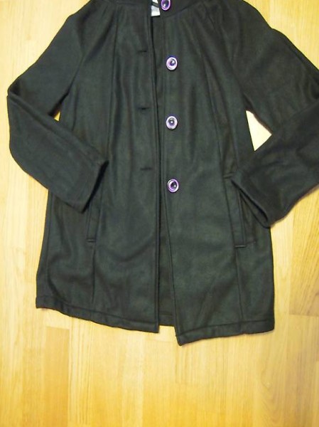 Schwarzer Fleecemantel Gr 38 für Damen