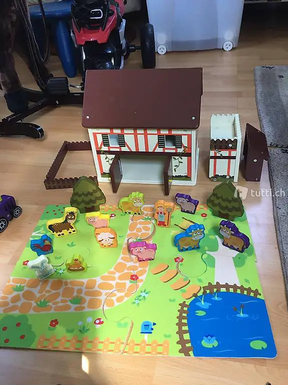 Bauernhof aus Holz mit Zubehör