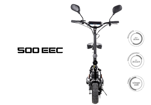 E-Scooter ohne Helmpflicht (20km/h) SXT 500 EEC zugelassen