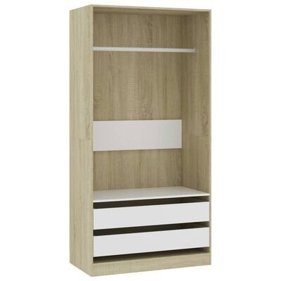  vidaXL Kleiderschrank Weiss Sonoma-Eiche 100x50x200