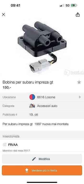 Bobina accensione subaru impresa gt