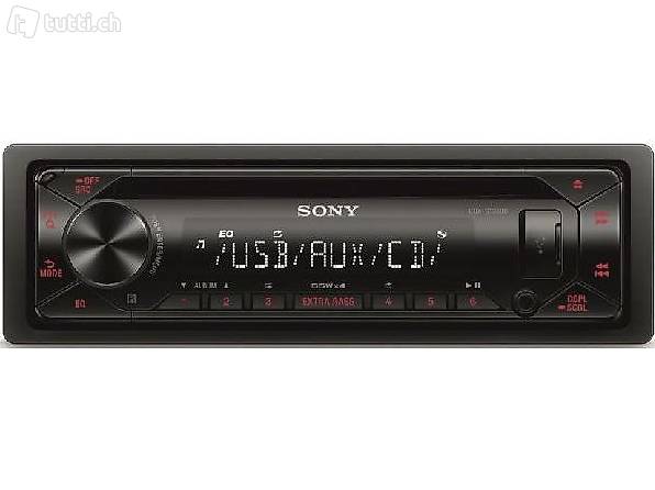  CD-mp3-Tuner black Front USB & Aux, Displayfarbe rot