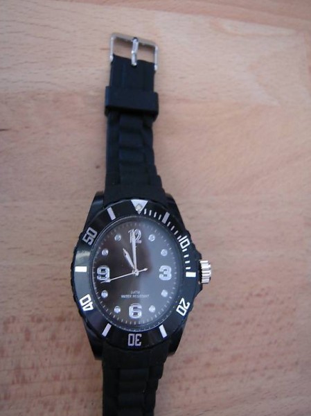 Silikonuhr, UNGETRAGEN, aus Sammlung, Schwarz