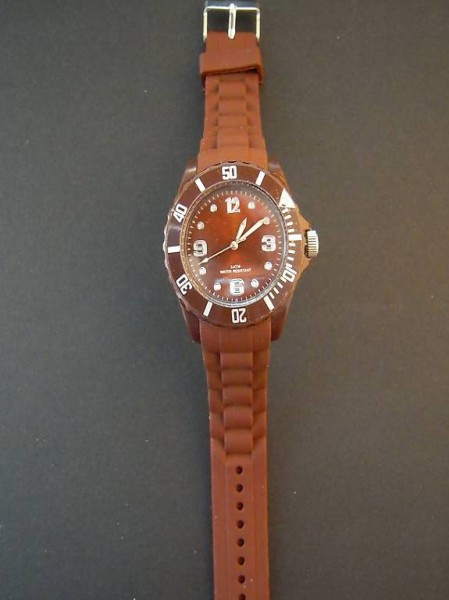 Silikonuhr, UNGETRAGEN, aus Sammlung, Braun