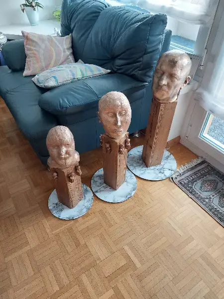 3 Bronzen Skulpturen Köpfe